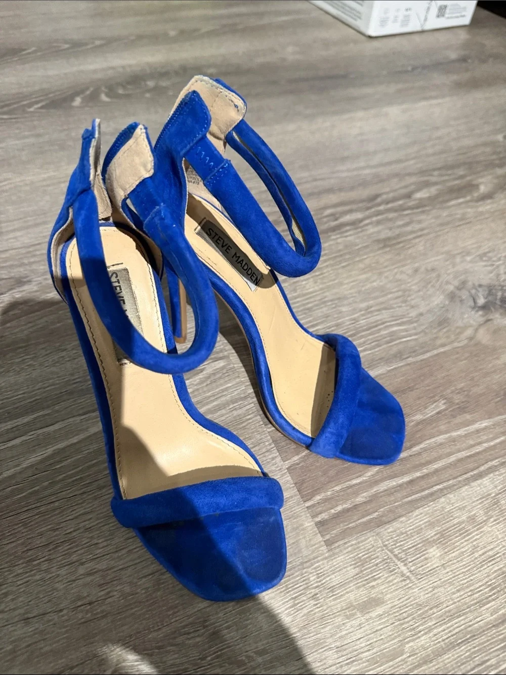 Stuart Weitzman Cobalt Blue Suede Stiletto Ankle-Zip Sandal